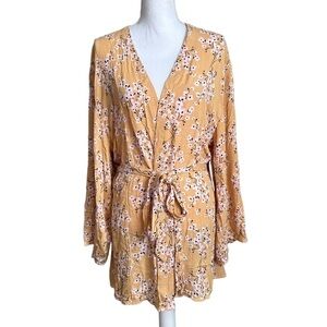 Billabong Ocean Sky Floral Belted Wrap Around Dress Size M/L